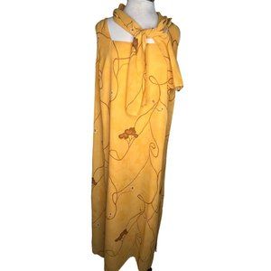 MLLE GABRIELLE 2 piece Dress Scarf Set Women's Size 18 Orange Floral Square Neck
